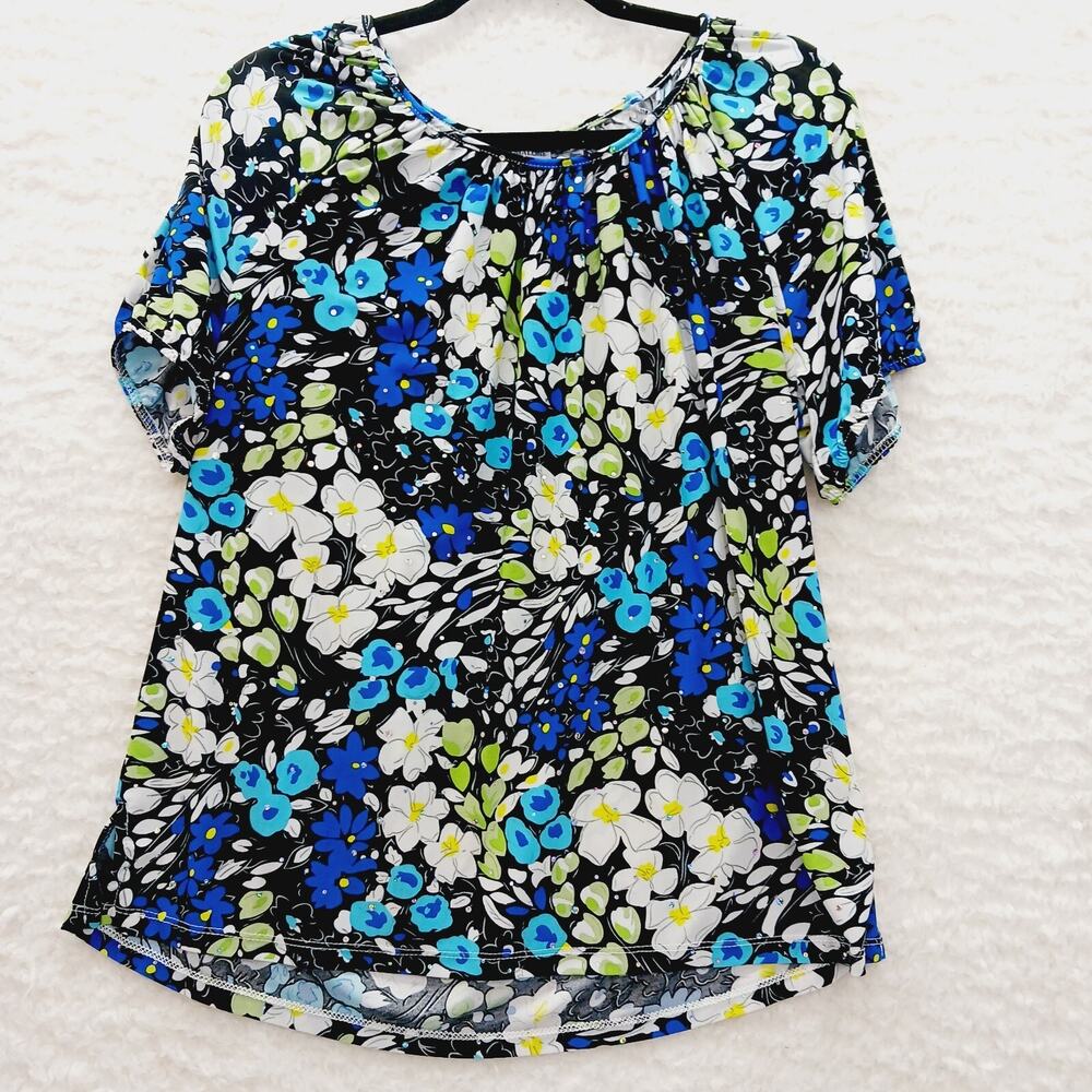 Blouse Floral Sequin Yellow Aqua On Off Shoulder Bloomcore Cottagecore Size XL